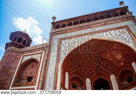 Architecture Of Entry Gate And Tomb Inside For Prayer At Taj Mahal. Taj Mahar Also Called As Seven W