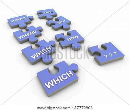 3D Frage Wort Puzzle Friedenstheorie