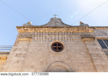 Daliyat Al-karmel, Israel, July 17, 2020 : The Main Fasade Of The Deir Al-mukhraqa Carmelite Monaste