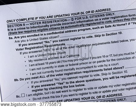 Voters Registration Form On American Dmv California Paper