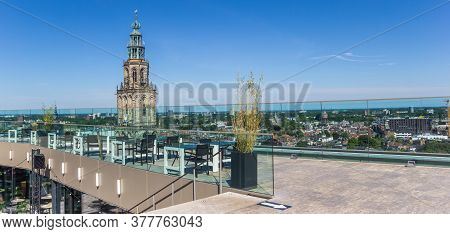 Groningen, Netherlands - July 13, 2020: Panorama Of The Viewing Platform On Top Of The Modern Forum 
