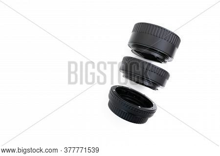 Macro Extension Tubes Rings Isolated On White Background