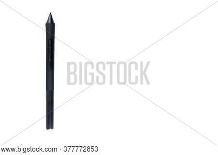 Graphic Tablet With Pen On White Background, Isolated, Top View