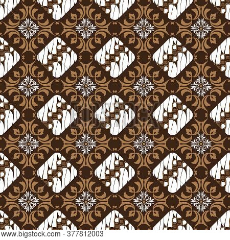 Unique Art Work Motifs On Parang Batik Design With Simple White Brown Color Design.