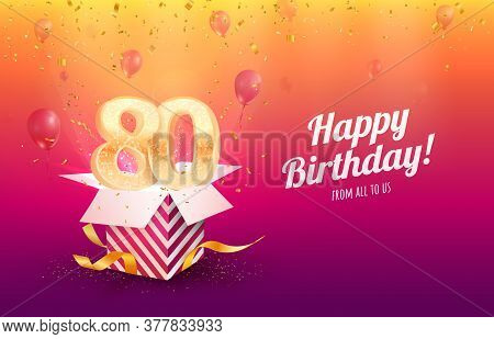 Celebrating 80th Years Birthday Vector Illustration. Eighty Anniversary Celebration Background. Adul