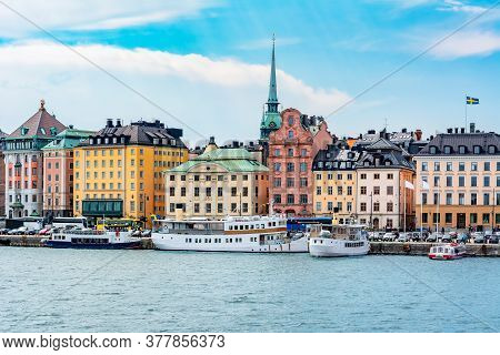 Skeppsbron Embankment In Stockholm Old Town (gamla Stan), Sweden