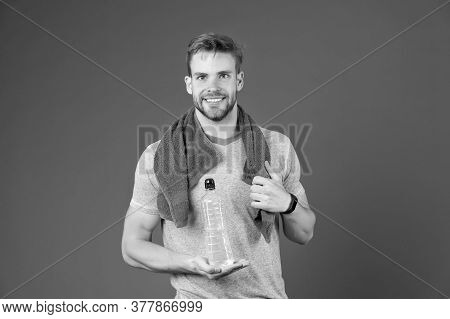 Drinking Regimen And Water Balance In Body. Positive Man Drink Fresh Water From Bottle. Feel Thirsty