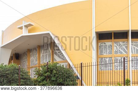 Facade Of The Sanctuary Basilica Nossa Senhora Da Medianeira In Santa Maria Rs Brazil