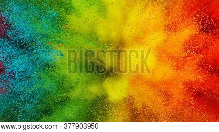 Abstract coloured powder explosion background, various colours