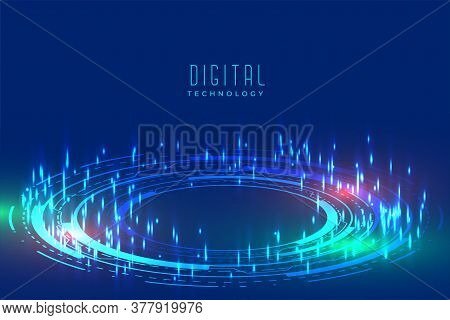 Digital Glowing Technology Background With  Furutistic Pattern