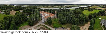 Aerial Panorama Of Panemune Castle In Vytenai Lithuania