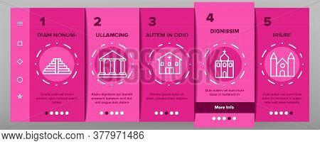 Temple Architecture Building Onboarding Mobile App Page Screen Vector. Religion Collection Nation Te