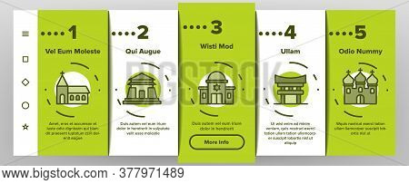 Temple Architecture Building Onboarding Mobile App Page Screen Vector. Religion Collection Nation Te