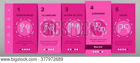 Wireless Earbuds Stereo Device Onboarding Mobile App Page Screen Vector. Of Airpods Wireless Headpho