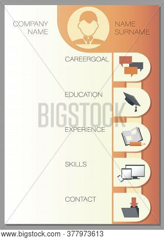 Summary Template. Vector Resume. Design Creative, Professional Background. Displaying Your Profile