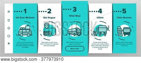 Bus Trip And Travel Onboarding Mobile App Page Screen Vector. Bus Trip Calendar Date And Ticket, Fas
