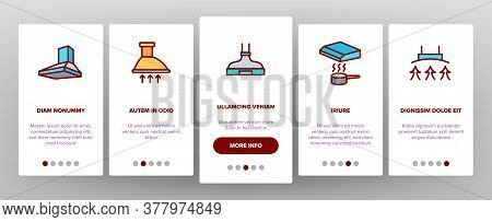 Range Hood Device Onboarding Mobile App Page Screen Vector. Cooker Range Hood Kitchen Equipment In D
