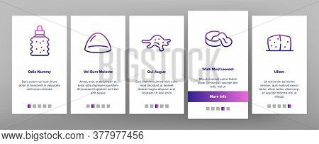 Slime Mucus Liquid Onboarding Mobile App Page Screen Vector. Slime In Bottle And Container, Tube And