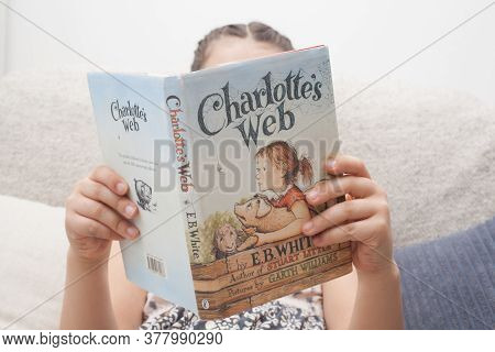 A Girl Reading The Classic Book By E B White, Charlotte\'s Web, Taken In Witney, Oxfordshire In The 