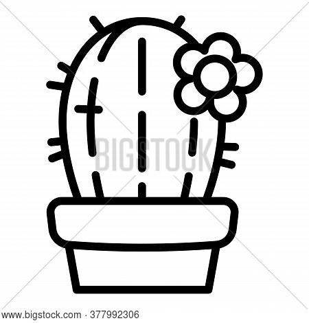 Cactus Plant Pot Icon. Outline Cactus Plant Pot Vector Icon For Web Design Isolated On White Backgro