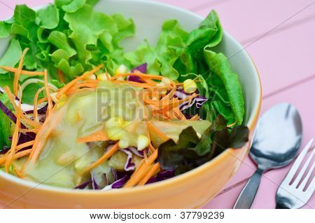 Nærbillede af vegetabilske salat