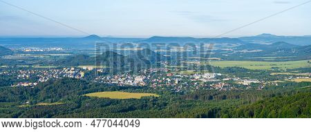 View Of The Summer Landscape With The Town Of Novy Bor From The Viewpoint On The Klic Mountain. Lusa