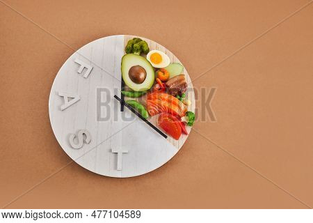 Intermittent Fasting. Healthy Breakfast, Diet Food Concept. Organic Meal. Fat Loss Concept.
