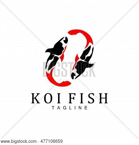 Koi Fish Logo Design, Chinese Lucky And Triumph Ornamental Fish Vector, Company Brand Gold Fish Icon