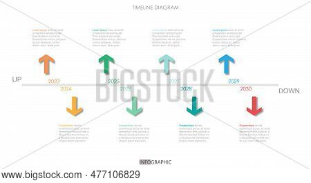 Timeline Chart Arrow Up&dow Roadmap Project. Diagram Chart Infographic Template For Business. 8 Step