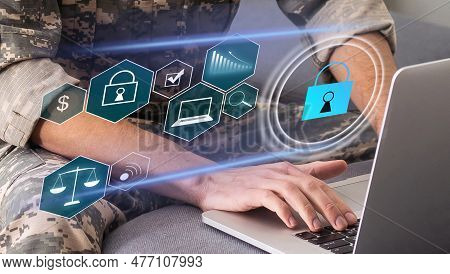 Cybersecurity And Privacy Concepts To Protect Data. Lock Icon And Internet Network Security Technolo