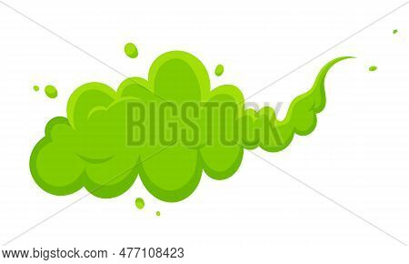Smelling Green Cartoon Smoke Or Fart Clouds Flat Style Design Vector Illustration. Bad Stink Or Toxi