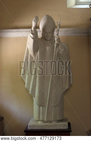 Zrnovo, Croatia - March 21, 2017: Pope John Paul Ii, Parish Church Of St. Martin In Zrnovo, Croatia