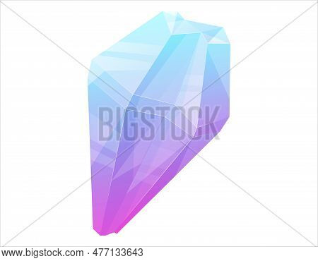 Shiny Uncut Violet Blue Realistic Mineral Gemstone. Vector Isolated Magic Jewelry Treasure Diamond.