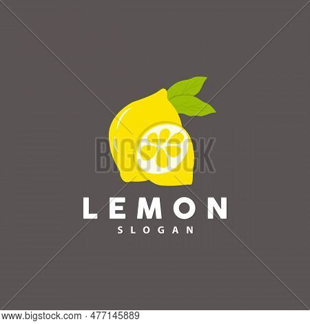 Lemon Logo, Luxurious Elegant Minimalist Design, Lemon Fresh Fruit Vector For Juice, Illustration Te