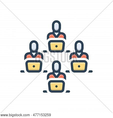 Color Illustration Icon For Engaged Busy Cohesion Dissipated Employed Inutile Work Office Company Jo