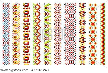 Ukrainian Traditional Embroidery. Set Of Patterns For Cross Stitching Decoration. Cross-stitch Tradi