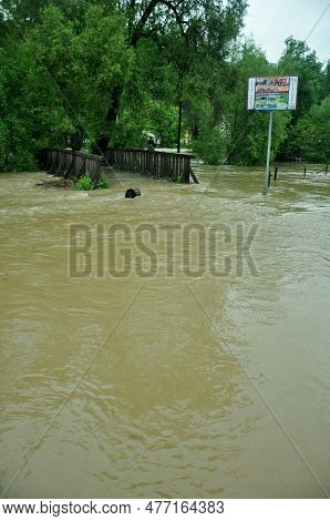 Tabor, Czech Republic - June 02 2013: Devastating Floods In The City Tabor Ten Years Ago In 2013, Ov