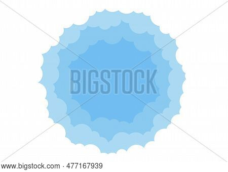 White Cloud Frame On Blue Sky Background. Border Of Clouds. Simple Flat Style Of Different Clouds. H