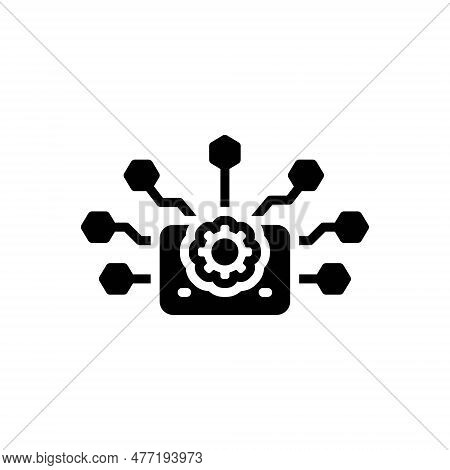 Black Solid Icon For Generated Starting Stemming Initiate Engender Produce Connector Digital