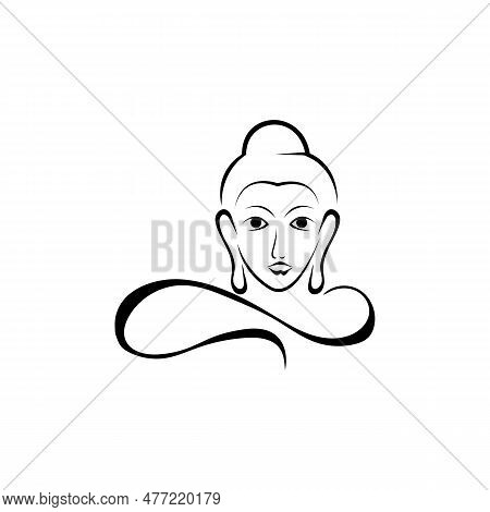 Happy Vesak Day, Buddha Purnima Wishes Greetings With Buddha And Lotus Illustration. Can Be Used For