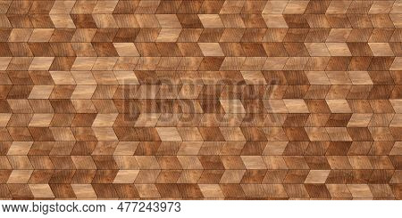 Close Up Of Rhomboid Wooden Cubes Or Blocks Herringbone Surface Background Texture, Empty Floor Or W