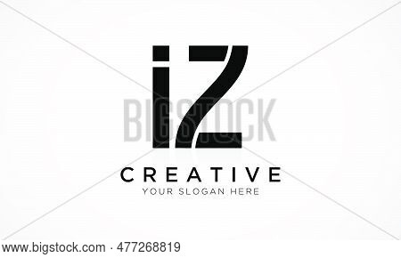 Iz Letter Logo Design Vector Template. Alphabet Initial Letter Iz Logo Design With Glossy Reflection