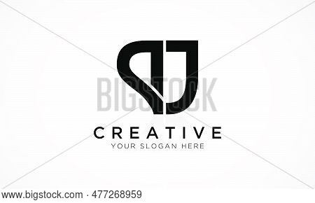 Alphabet Letter Pj Logo Design With Glossy Reflection Vector Icon Illustration. Initial Letter Pj Lo