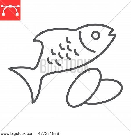 Omega 3 Line Icon, Supplements And Vitamins, Fish Oil Capsule Vector Icon, Vector Graphics, Editable