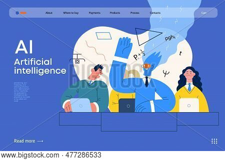 Artificial Intelligence Illustration. Studies -modern Flat Vector Concept Illustration Of A Group Of