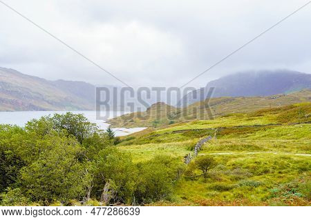 View Of Coastal Landscape In Newton, Northwest Highlands, Scotland, Uk