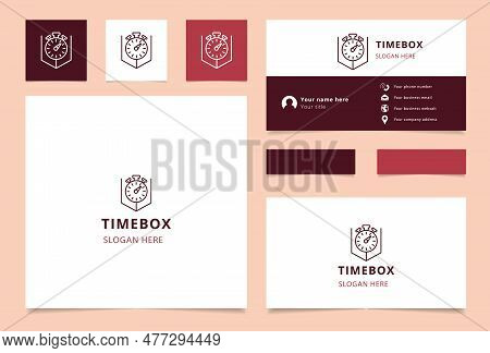Timebox Logo Design With Editable Slogan. Branding Book And Business Card Template.