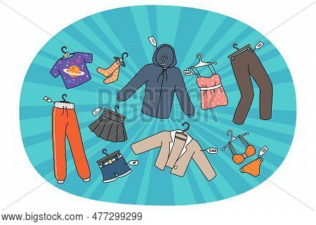 Diverse Clothing Pieces With Discount Prices On Seasonal Sale In Shop. Selling Fashion Garment On Pr
