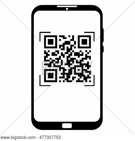 Mobile Phone Scan Qr Code, Reader Applecation, Technology Concept Isolated. Barcode Scaner. . Vector
