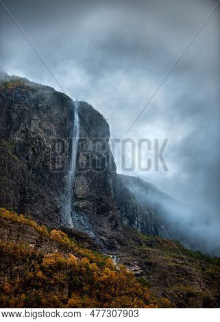 Kjelfossen Waterfall, Gudvangen, Sogn Og Fjordane, Norway
